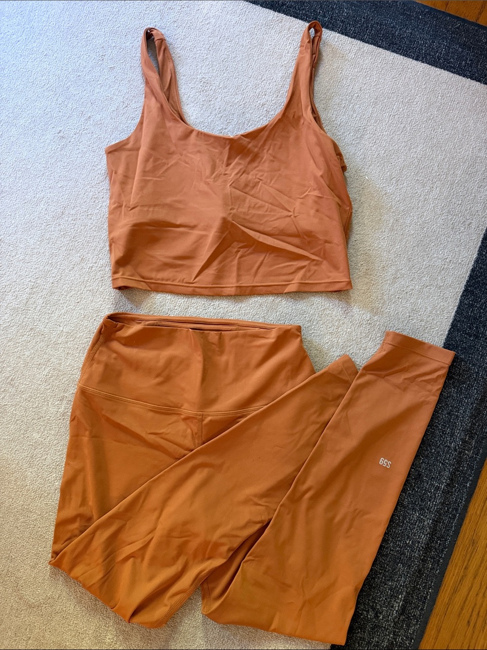Splits59 Rust-Colored High-Waist Leggings and Crop Tank Set